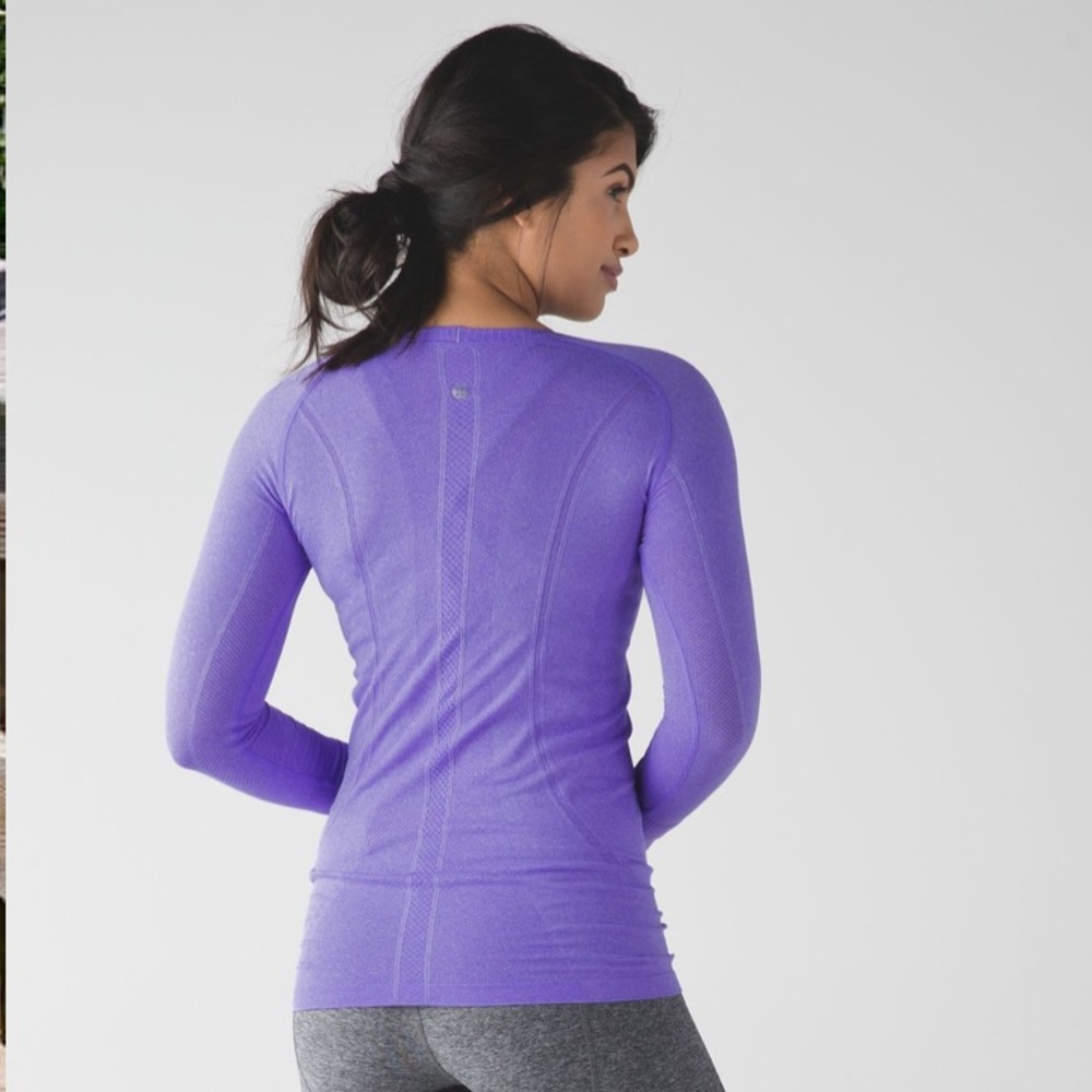 Lululemon Swiftly Tech Long Sleeve Crew Heathered Power Purple Stretch Shirt 6
